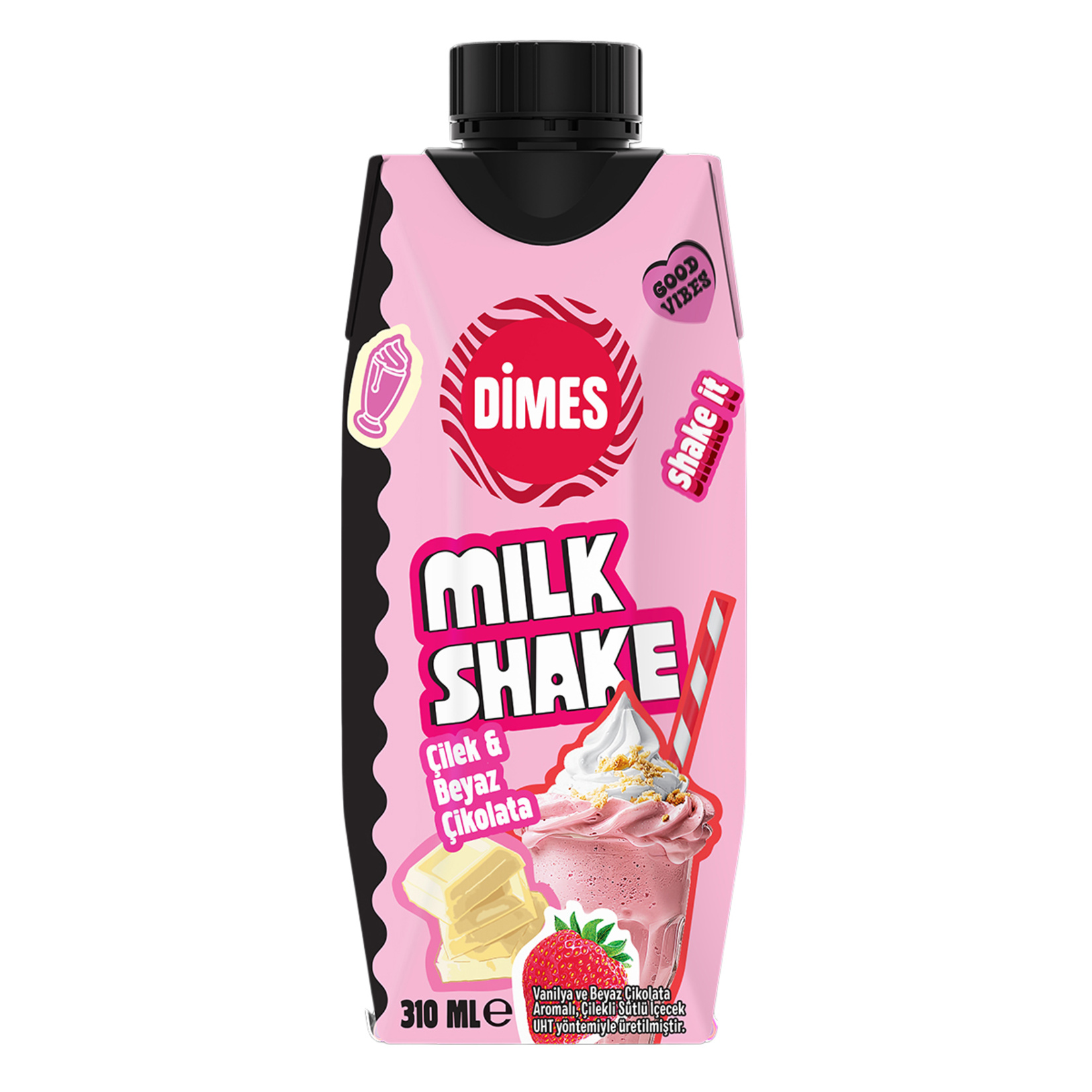 Dimes Milkshake Beyaz Çikolata Çilekli 310 Ml